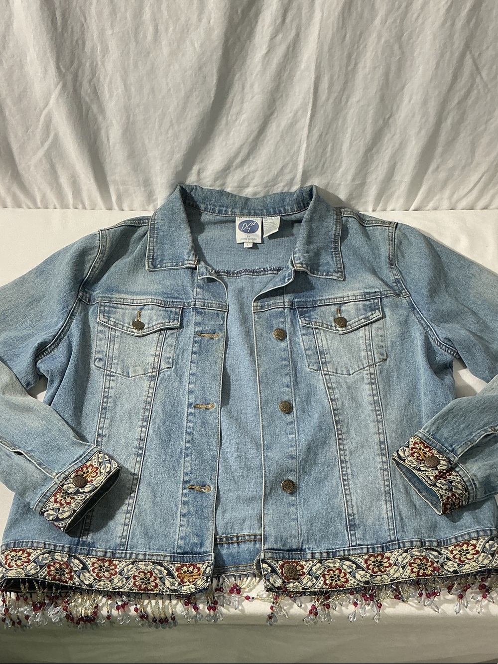 Light Blue Embellished Denim Jacket